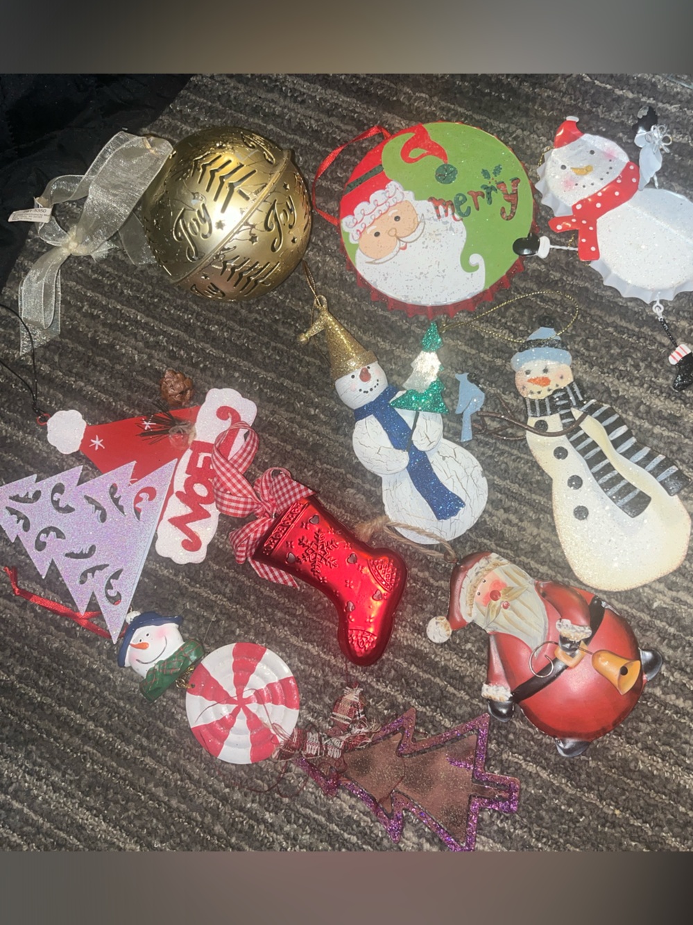 Festive 11pc Red and White Holiday Ornament Set - Cheerfu Snowmen Metal 364